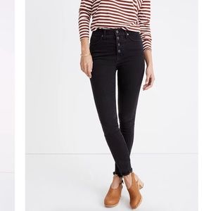 Madewell Tall 9’’ High-Rise Skinny Jeans in Berkeley Black: Button-Through Edt